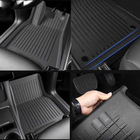 Floor Mats for Tesla for Model Y 2024 2023 2022 2021 TPE All Weather Protection Floor Mats Set (6pcs), Fit Cargo Liner Cargo Trunk Accessories, Heavy Duty Accessories, Black