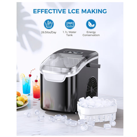 KNDKO 4 Liter Compact Mini Fridge\u002F 26 Lbs Per Day-Ice Maker, Car Refrigerator, Featuring Adjustable Glass Shelves- Perfect Choice for Car, Bedrooms, Kitchen, & Apartments! Black And White!, Mini Refrigerador, Kitchen Storage, Sleek Design, Durable Co