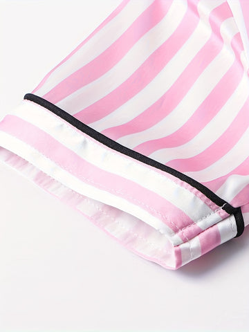 Girls' Pajamas Lapel Short-sleeved Shorts Home Set Summer Casual Pajamas