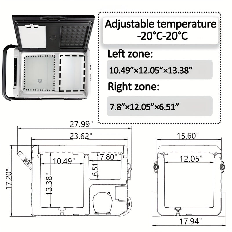 Alpicool Portable Refrigerator Alpicool Portable Refrigerator | Dual Temperature Control TWW55, 58 Quart (55 Liter) Compact Fridge Mini Freezer for Travel, Camping, Fishing, Outdoor -12\u002F24V DC