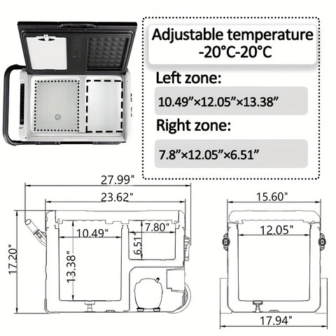 Alpicool Portable Refrigerator Alpicool Portable Refrigerator | Dual Temperature Control TWW55, 58 Quart (55 Liter) Compact Fridge Mini Freezer for Travel, Camping, Fishing, Outdoor -12\u002F24V DC