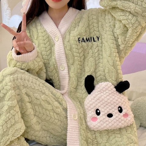 Pajamas for Teenager, autumn and winter, furry and winter with added thickness, home suit, Fleece Pajamas for Teenager, Pajama Set, Winter Pajamas, Cozy Pajamas, Furry Pajamas, Thick Pajamas, Cozy Loungewear, Winter Sleepwear, Casual Pajamas