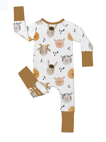 Baby Onesie Bamboo Fiber Fabric Baby Boy and Girl Gift Animal Print Double Zipper Easy To Wear Soft and Comfortable