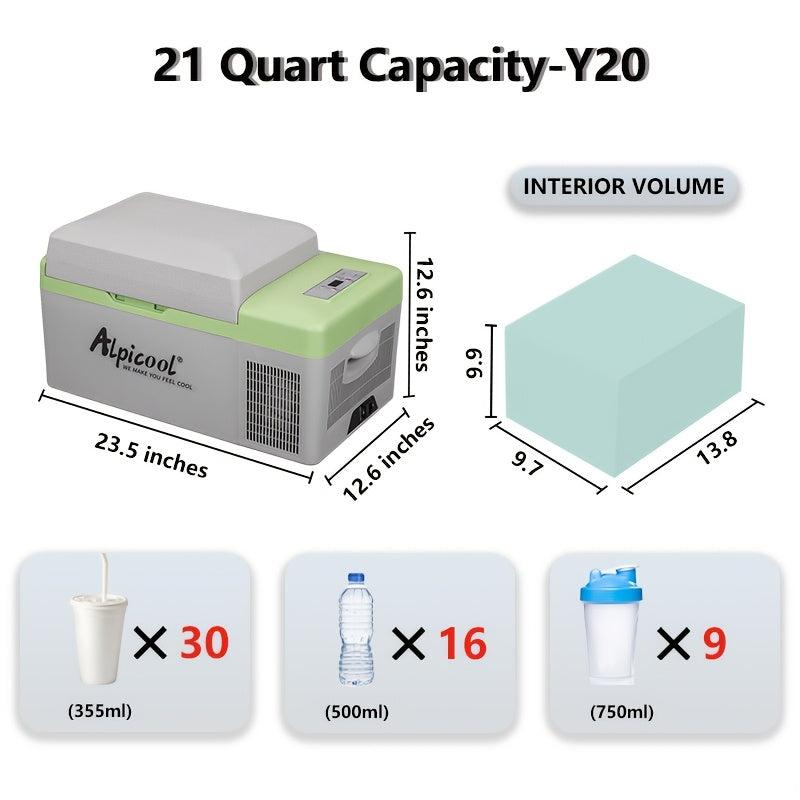 Alpicool 21Quart Y Series Portable Refrigerator, Mini Refrigerator Ice Maker, Fast Cooling Portable Freezer (-4℉ to 68℉), 12\u002F24V DC And 100-240V AC, for Outdoor, Camping, RV, Truck, Boat, Gifts for Men