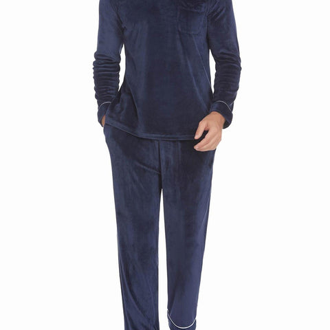 ELESOL Unisex Velvet Pajama Set, Casual V-Neck Long Sleeve Knit Fabric Sleepwear, Polyester & Spandex Blend, Solid Color Loungewear with Pockets, for Fall\u002FWinter