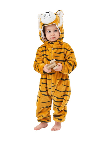 Unisex Tiger Onesie Pajamas - Soft Flannel Long Sleeve Animal with Pockets, Cozy Halloween & Christmas Sleepwear for &, Year-Round Adorable Homewear, 's Sleepwear, Playful Attire, Easy Diaper Change
