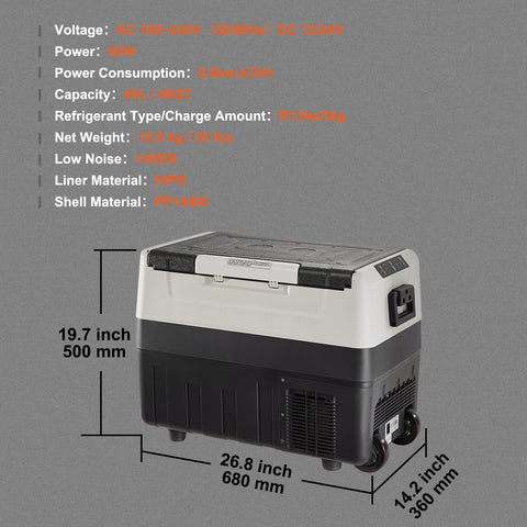 Happybuy 48 QT Car Refrigerator, 12V\u002F24V Dual Zone Portable Freezer, Compressor Cooler For Outdoor, Travel, RV, Camping
