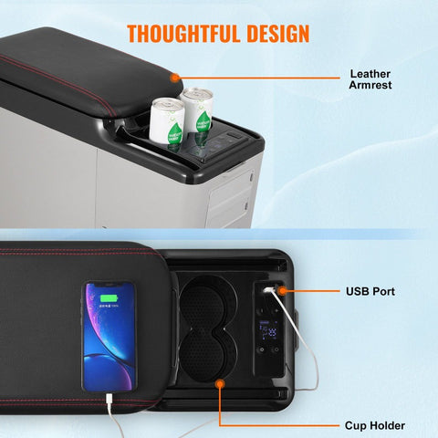 Portable Car Refrigerator Freezer Compressor 3.96gal Single Zone for Car Home,  Portable Beverage Cooler, Auto Cooler, Compressor Freezer, Sleek Portable Unit, Compact Design, Reliable Cooling Technology, Efficient Compressor System, Family Vehicle