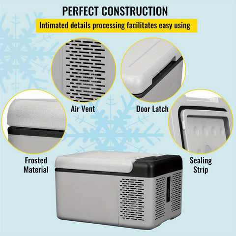 Portable Car Fridge Happybuy Portable 12V Refrigerator 10 Qt | Mini Freezer, Car Compressor Fridge Cooler for Camping, Road Trip, Travel, Outdoor - 12V\u002F24V DC