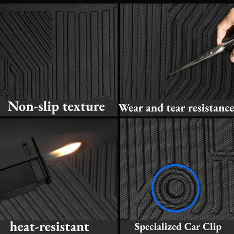 Floor Mats for Tesla for Model Y 2024 2023 2022 2021 TPE All Weather Protection Floor Mats Set (6pcs), Fit Cargo Liner Cargo Trunk Accessories, Heavy Duty Accessories, Black